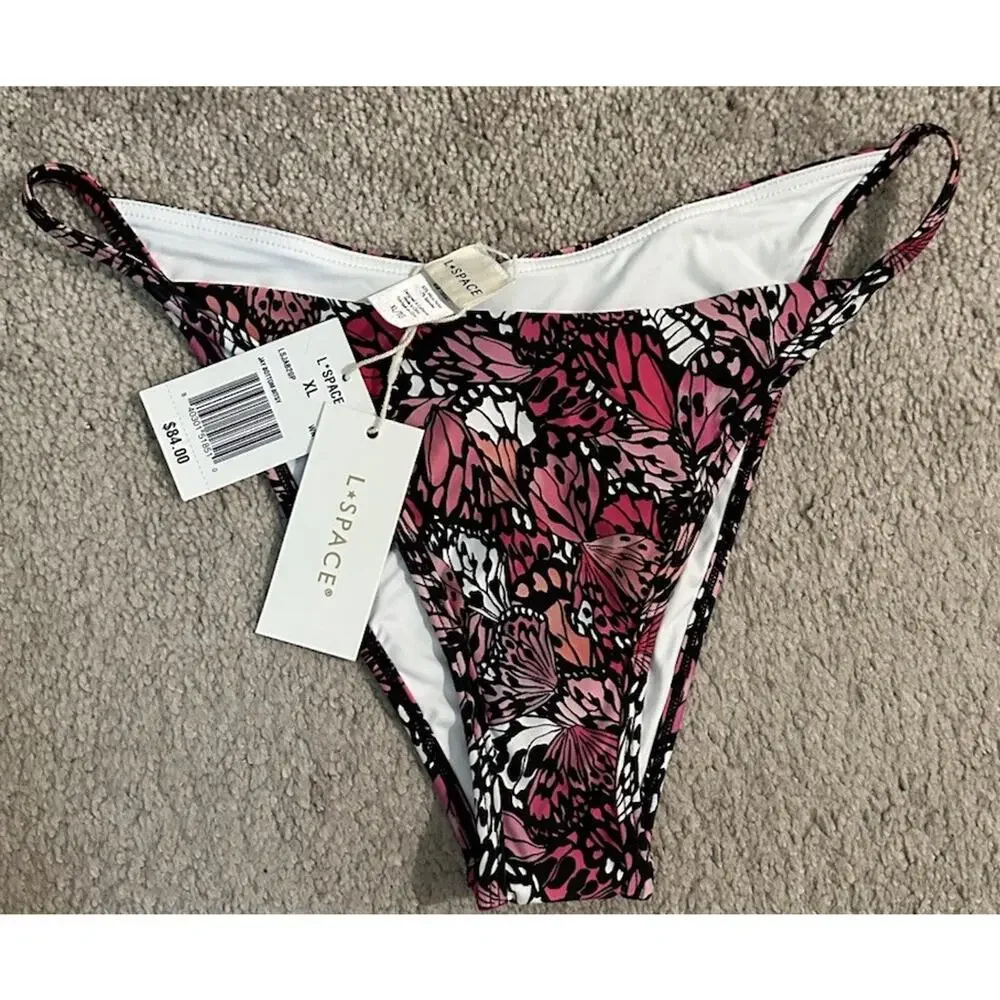 L*Space Jay Bitsy Bikini Bottom Y2K Butterfly Wings N Things Pink Sz XL NEW $84